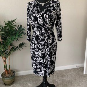 Black/White Polyester Petite Dress